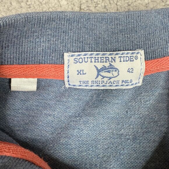 Southern Tide Shirt Mens XL Blue Pique Skipjack Polo Classic Short Sleeve Casual - Picture 4 of 10